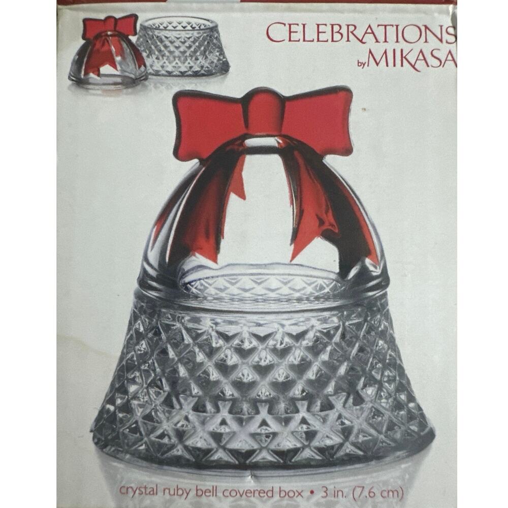 Mikasa Celebration Crystal Ruby Bell Covered Box from the Rejoice Collection new